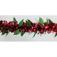 Deluxe Holiday Decoration - 10cm x 3M Holly Ribbon Tinsel